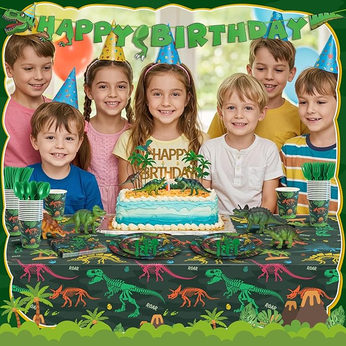 177 Pcs Dinosaur Birthday Party Supplies 25 Guest Dinosaur Theme