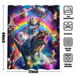 84 Inch Extra Long Funny Cat Dinosaur Shower Curtain Fun Cool Colorful