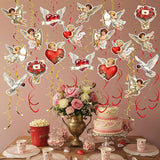 Valentine's Cupid Party Streamers 48 PCS Romantic Hanging Swirl