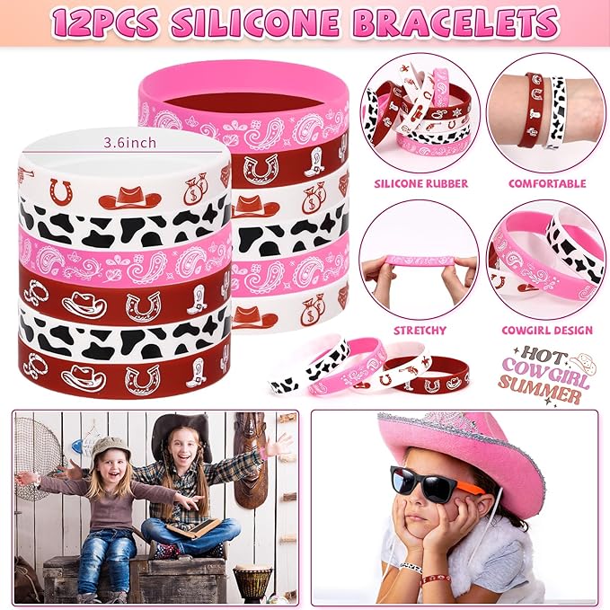 110Pcs Cowgirl Party Favors Hot Pink Princess Birthday Supplies for