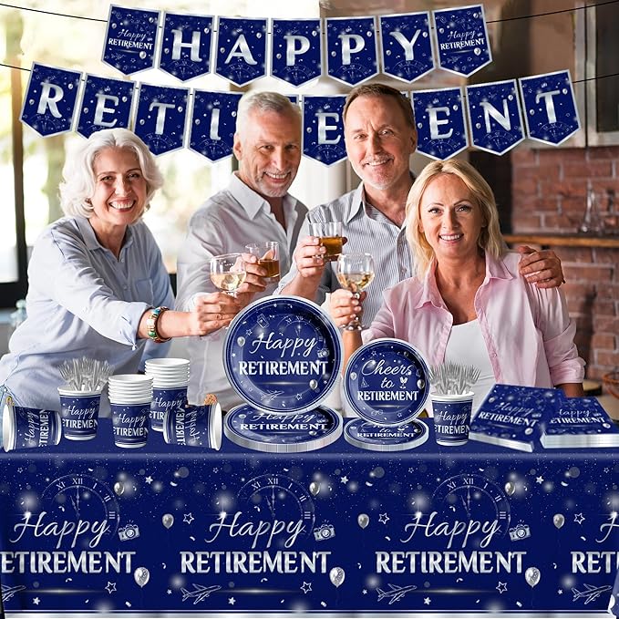 142Pcs Retirement Tableware Party Decorations Happy Retirement