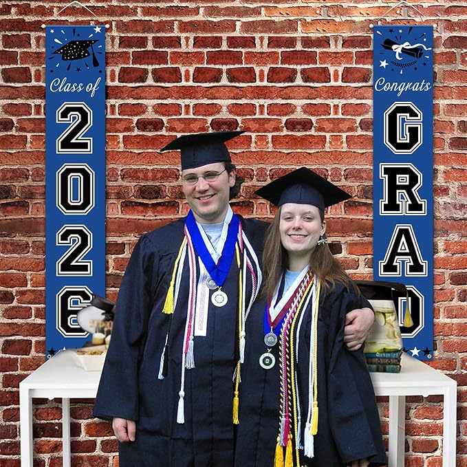 DAZONGE 2026 Graduation Decorations Blue, Congrats Grad Porch Banner