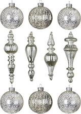 Mercury Glass Christmas Ornaments Silver Hanging Balls with Different