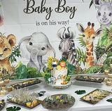 Jungle Safari Animal Cake Topper with Lion Giraffe Monkey Elephant