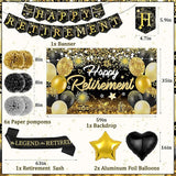 Happy Retirement Party Decorations for Men and Women Black and Gold