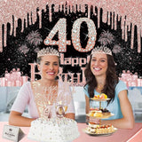 40th Birthday Decorations for Women with Banner Rose Gold Tablecloth
