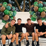 60pcs 12inch Camo Balloons, Green and Brown balloons with Dark Green