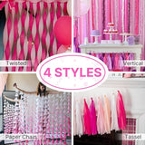 PartyWoo Pink Crepe Paper Streamers 4pcs 328ft Pack of Dark Hot Pink