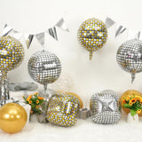 Disco Ball Balloons Gold Silve 4PC,Foil Disco Balloons 22 Inch 4D
