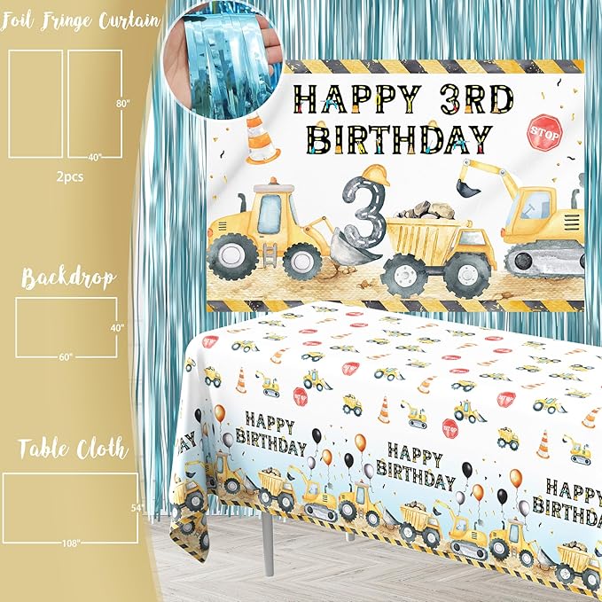 Construction Birthday Party Supplies for 3 Year Old Boy 3rd Birthday