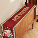 Movie Night Table Runner, Vintage Film Popcorn Tape Now Showing Movie