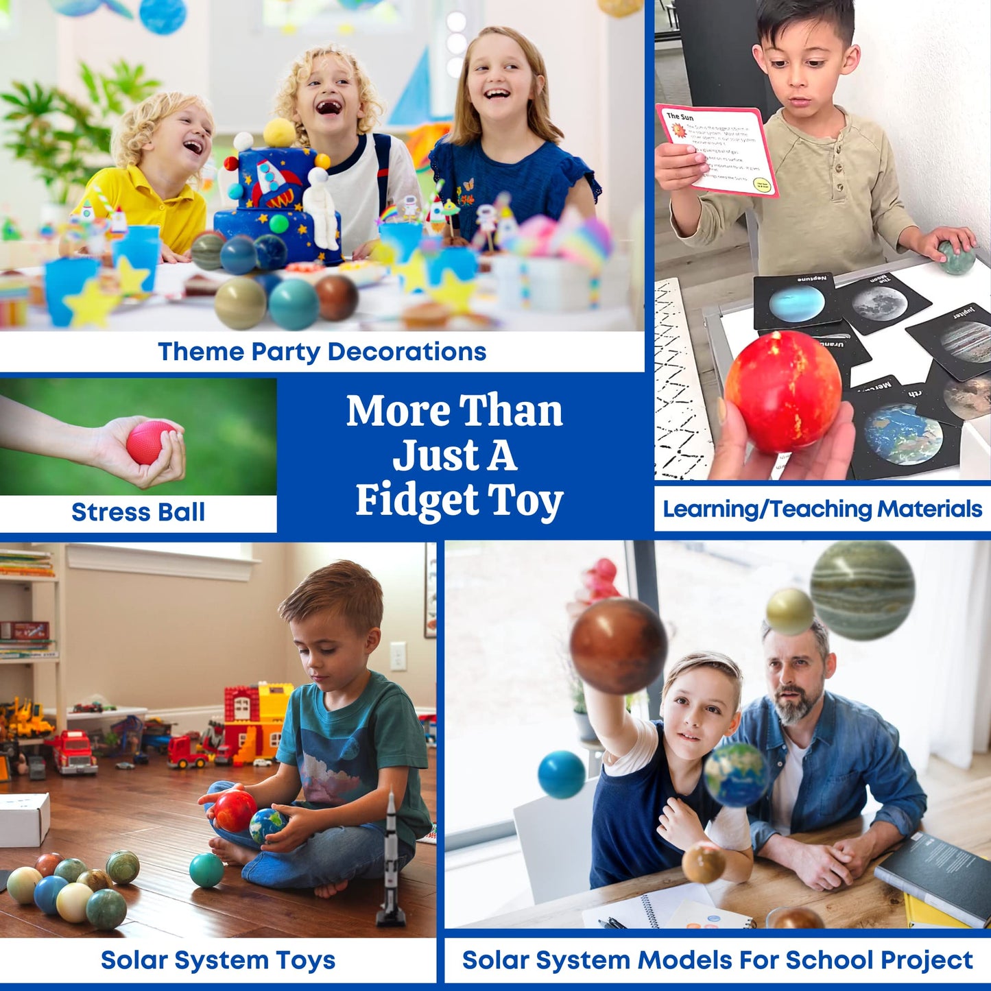 Space Balls Flashcards & Wall Stickers, Planet Toys For Kid 8-10,