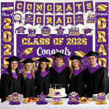 Graduation Decorations Class of 2026 Purple and Gold Graduation