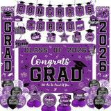 Graduation Decorations 2026 Purple Set, Congrats Grad Decor Set with