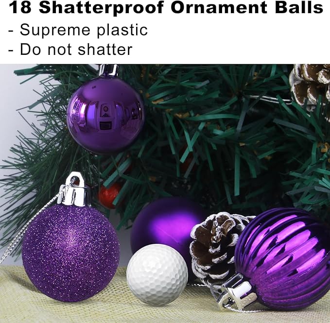 18Pcs Christmas Balls Ornaments for Xmas Tree - Shatterproof