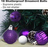 18Pcs Christmas Balls Ornaments for Xmas Tree - Shatterproof