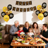 Happy New Year Party Decorations Black & Gold Balloons Happy New
