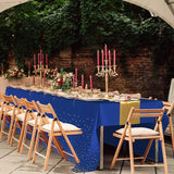 16Pack Disposable Plastic Tablecloths and Satin Table Runner Set Blue