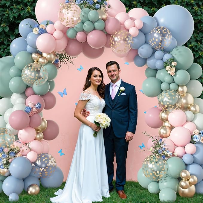 Amandir 173Pcs Pink Blue Green Balloon Arch Garland Kit, Dusty Baby