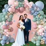 Amandir 173Pcs Pink Blue Green Balloon Arch Garland Kit, Dusty Baby
