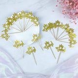 24 Gold Glitter Cake Cupcake Toppers Picks for Wedding Birthday Baby
