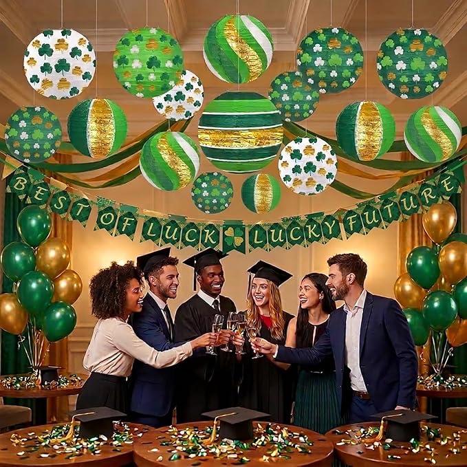 St Patricks Day Decorations Paper Lanterns 8 Round Hanging Green