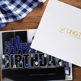 LINGTEER Happy 60th Birthday Blue Acrylic Table Topper Centerpieces