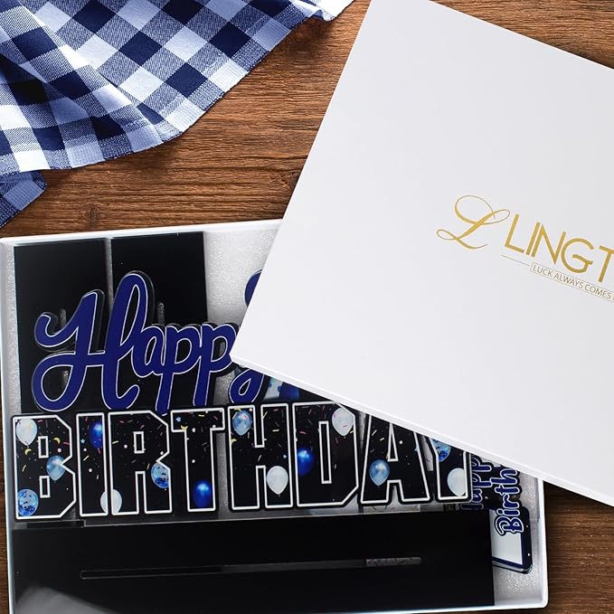LINGTEER Happy 21st Birthday Blue Acrylic Table Topper Centerpieces
