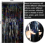 4 Packs Black Foil Fringe Curtain, Glitter Metallic Tinsel Backdrop