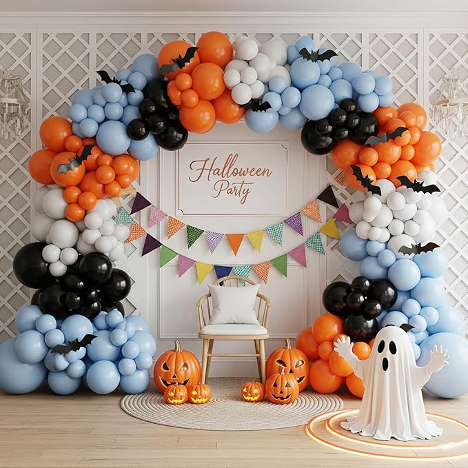 Halloween Balloon Arch Kit 120PCS Halloween Sand White Black Orange