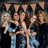 2 Pack Black Party Streamers Backdrop Tinsel Foil Fringe Curtains