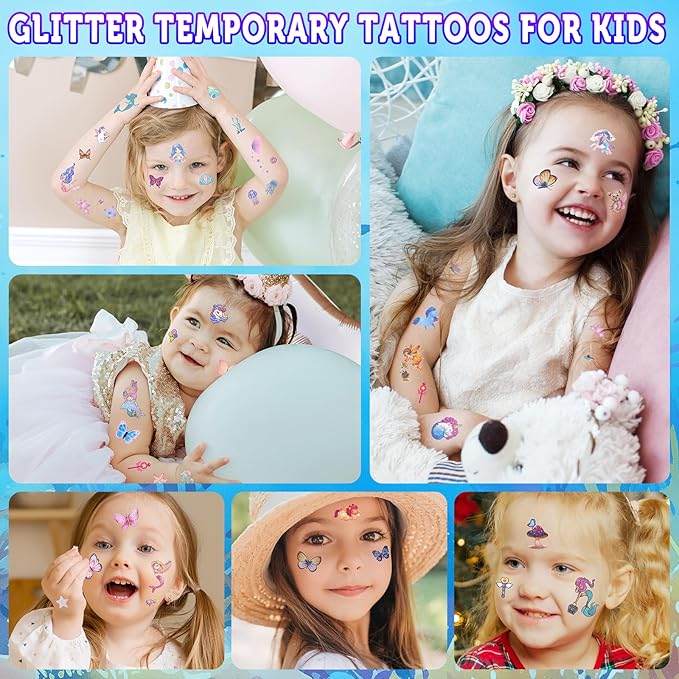 Ozepao Glitter Temporary Tattoo for Girls, 30 Sheets Mix Butterfly
