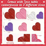 7PCS Valentines Day Wooden Heart Table Centerpiece Decorations,