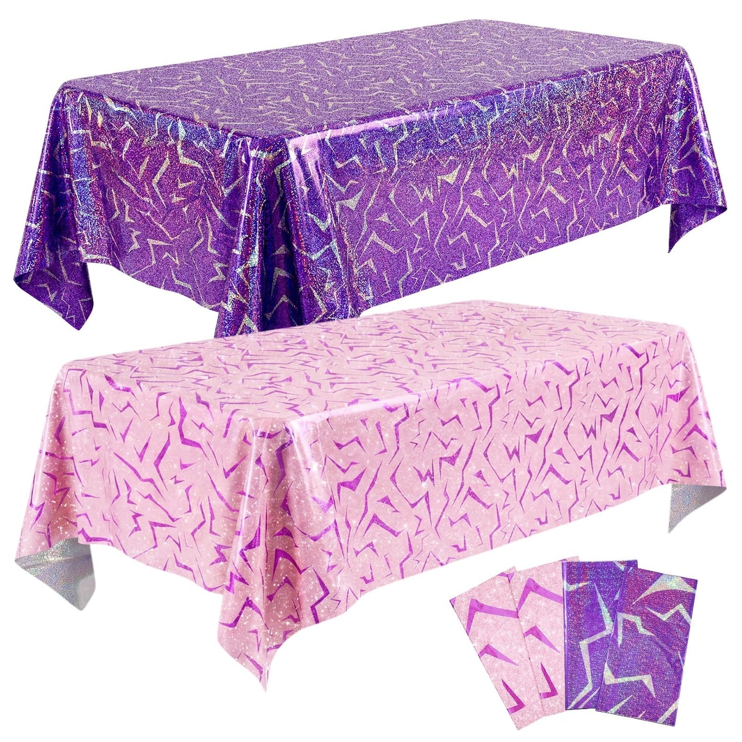 Oudain 4 Pcs Kpop Theme Purple & Pink Lightning Crack Print