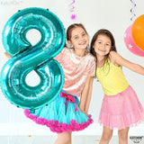KatchOn, Giant Blue Teal Number 8 Balloons - 40 Inch || Aqua Teal