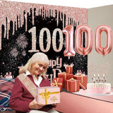 100th Birthday Decorations for Women with Banner Rose Gold