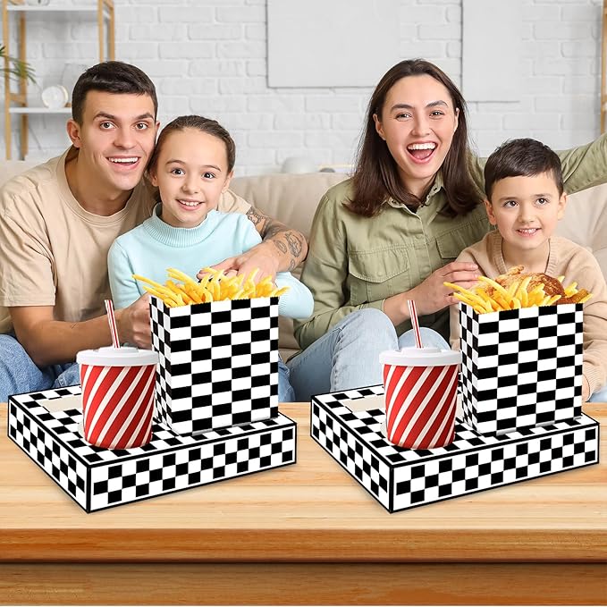 48Pcs Movie Night Supplies 24 Movie Theater Snack Trays with 24