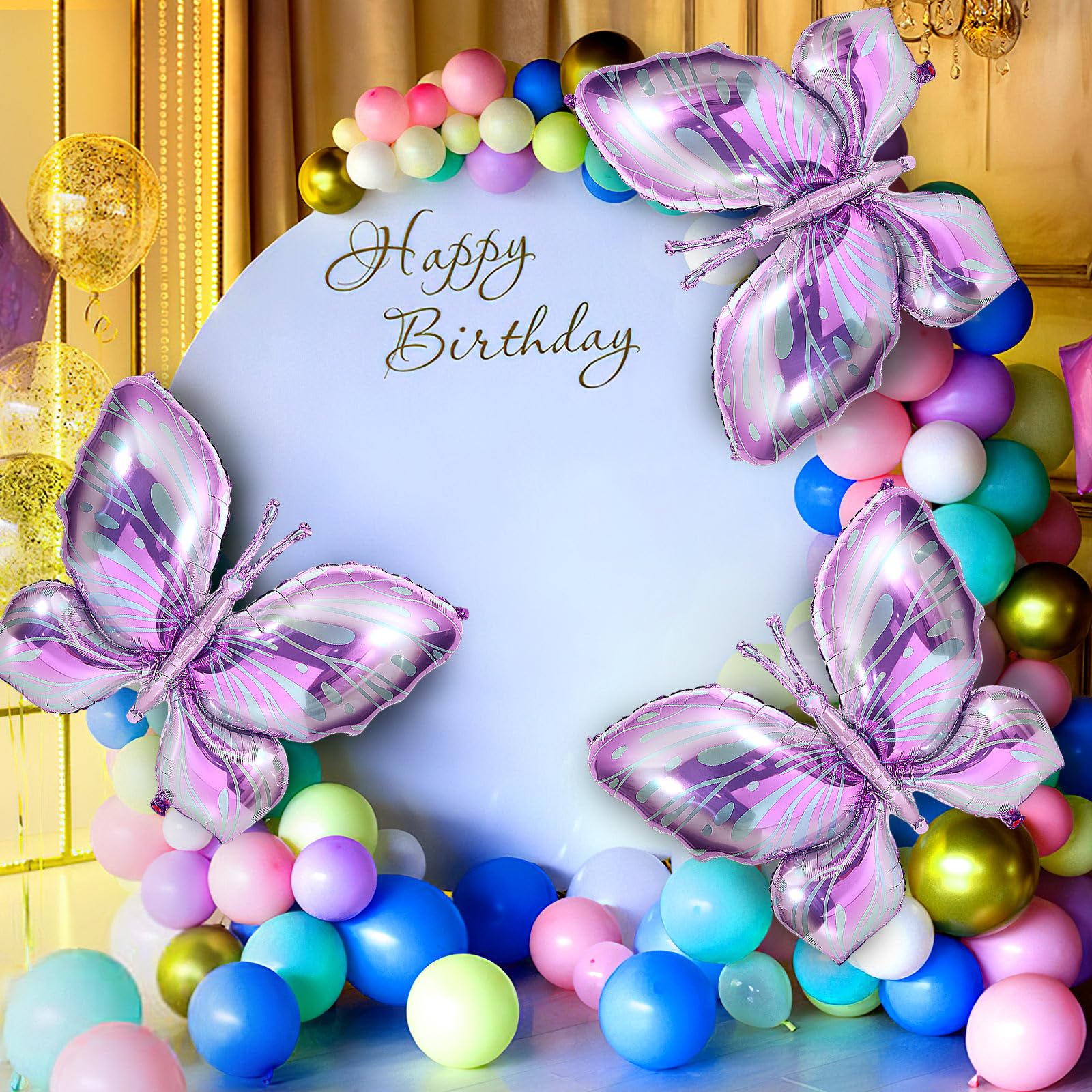 NOVWANG Butterfly Balloons - 10 Pcs 40 Inch Purple Pink Foil Mylar