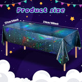 YIDAKO 12Pcs Iridescent Space Tablecloths, Disposable Plastic Blue
