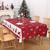3PCS Christmas Tablecloth Red and Black Buffalo Plaid Rectangular