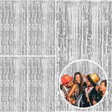5 Pack Silver Backdrop Curtain Party Decorations Foil Fringe Backdrop
