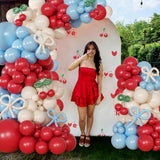 CROSSFINGERS Cherry Red and Blue Balloon Garland Arch Kit,150pcs Bow