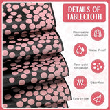 Breling 8 Pack Black and Rose Gold Disposable Plastic Tablecloths and