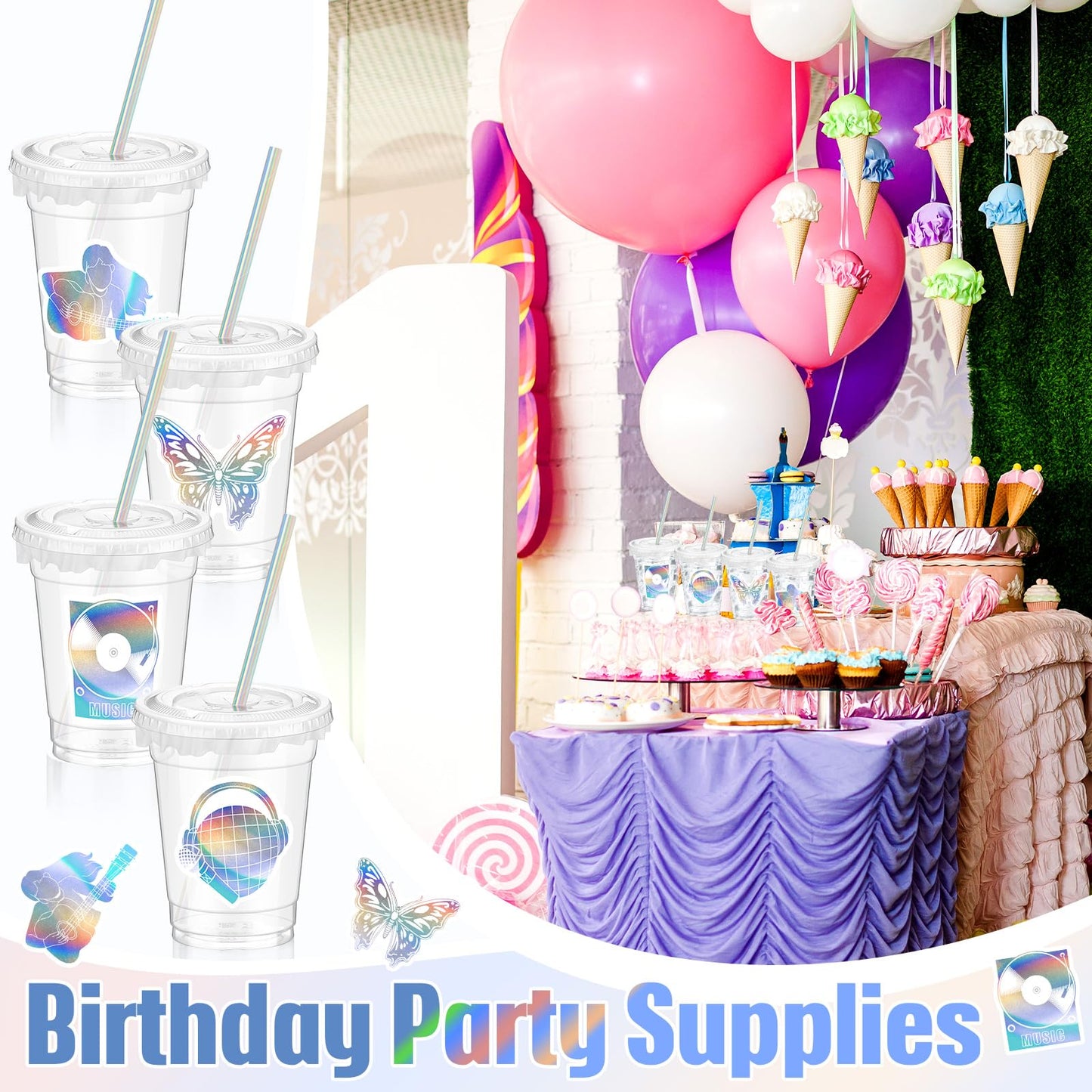 Domensi 50 Pcs Singer Birthday Party Pink Purple Music Theme Party