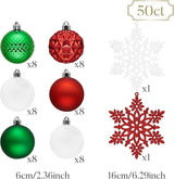 Valery Madelyn Christmas Tree Decorations Ornament Set, 50ct 2.36