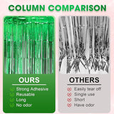 Voircoloria 4 Pack Green Foil Fringe Backdrop Curtains, St. Patrick‘s