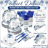 410 Pcs Blue Floral Wedding Decorations Elegant Floral Paper Plates