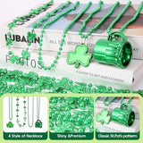 62pcs St Patricks Day Accessories Headbands Necklace Shamrock Beads