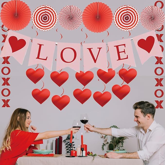 Valentine's Day Decorations Set LOVE Banner 2 XO Garlands 2 Heart