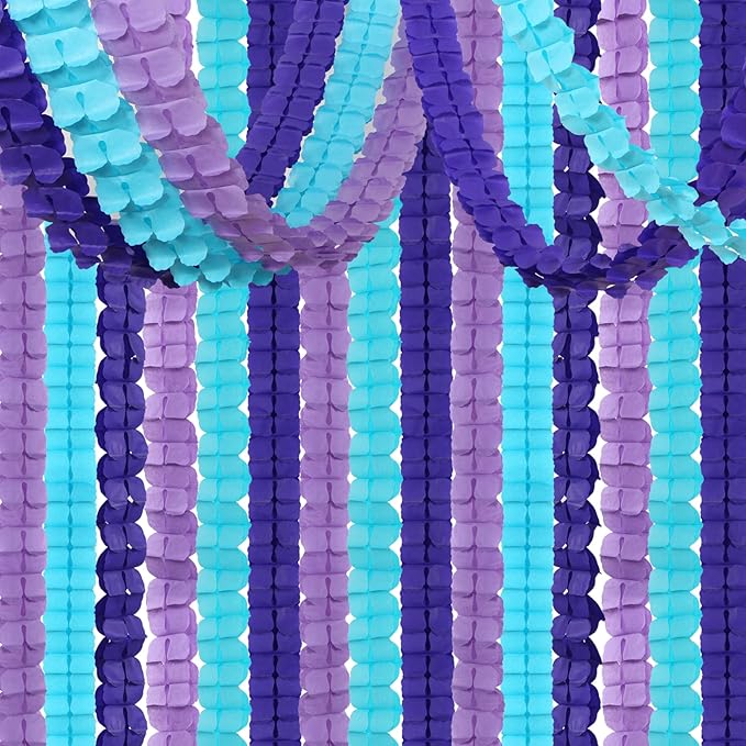 Purple Blue Mermaid Party Decorations Garland Streamers 12pcs Girls